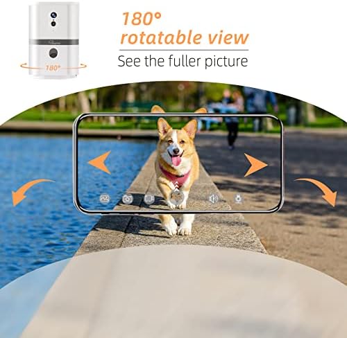 Petalk AI II Dog Camera Automatic Treat Dispenser, 5G WiFi Pet Camera with 180° Pan Full-Room View,Night Vision,Two Way Audio for Dogs and Cats,Compatible with Alexa