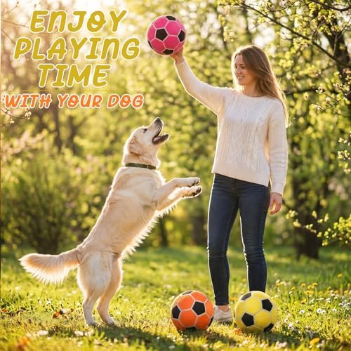 Vinsot 3 Pack 9.5" Large Dog Football Balls Interactive Pet Toys Dog Toy Football Chew Oversize Felt Training Fetch Ball for Small Medium Large Dogs Outdoor Play
