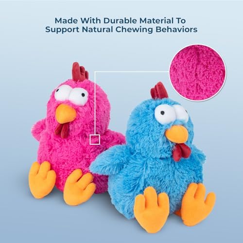 Best Pet Supplies Squeaky Plush Dog Toy - Mrs. Cluck, Fuchsia | Soft Plush, Squeaks & Crinkles, Perfect for Moderate Chewers, Toss & Fetch Play, Stress & Anxiety Reliever, Ideal Gift Toy