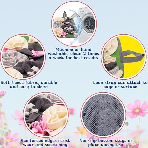 Foraging Mat For Hedgehog Enrichment Toys, Hedgehog Toys For Cage and Water Bowl, Interactive Feeding Toy For Small Pet, Rabbit Foraging Mat, Hedgehogs Accessories, Guinea Pig Toy (Gray, 17.7x9.8in)