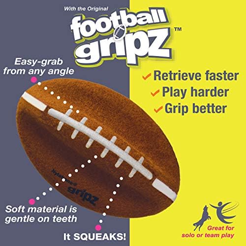 Nylabone Power Play Felt Football Gripz Fetch Toy, Squeaky Ball Chew Toy for Dogs, Large (1 Count)