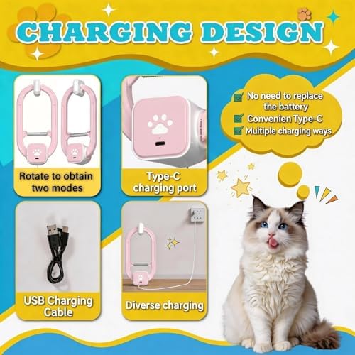 Interactive Cat Toy, Electric Cat Teaser, Door Clip, 2 Motion Modes,Pink | 360° Rotation • Random Jumping • Type-C Rechargeable • Door Clip Design • For Indoor Cats,Cat door toy