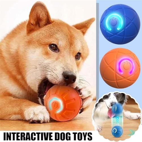 Smart Jumping Ball for Dogs,Shaky Ball Toy for Dogs,Vibrating Do g Balls,USB Rechargeable Shaky Balls Dog Toy,Interactive Dog Bouncing B All for D ogs for Small, Medium,Large D ogs (Orange+Blue)