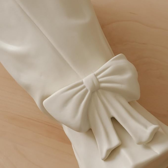 WENSHUO Flower Vase, Ceramic Bow Vase for Flowers, 10 in, Matte Crème | Irregular ceramic bow vase for fresh or dried flowers, wedding centerpieces and home decor. Smooth matte cream-toned glaze.