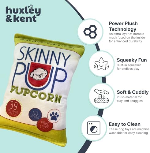 Huxley & Kent Power Plush Squeaky Dog Toy, Skinny Pup, Large