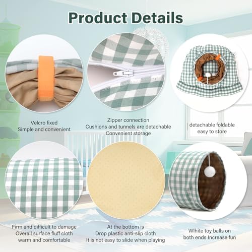 BWOGUE Bunny Tunnel Bed, 2-in-1Collapsible Rabbit Tunnel Hideout with Mat