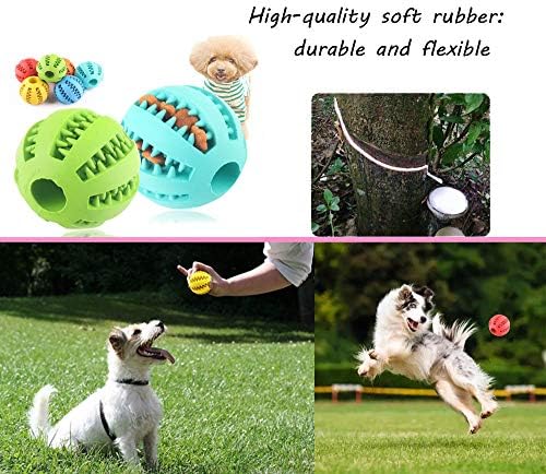 Sunglow 2 Pack Dog Toy Ball，Nontoxic Bite Resistant Teething Toys Balls for Small/Medium/Large Dog and Puppy Cat, Dog Pet Food Treat Feeder Chew Tooth Cleaning Ball Exercise Game IQ Training Ball