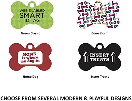 Dynotag® Web Enabled Super Pet ID Smart Tag with DynoIQ™ & Lifetime Recovery Service. Play Series: Bone (Green Classic)