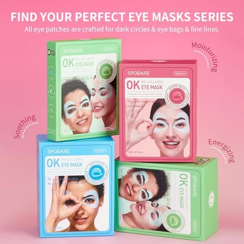Bio-Collagen OK Eye Mask, Firming & Hydrating Under Eye Patches for Puffy Eyes and Dark Circles, Deep Moisturizing & Soothing Eye Mask for Women and Men - 6 Pairs, Mystery White
