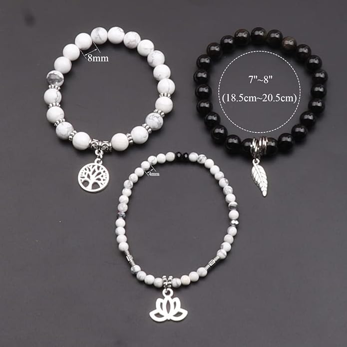 UEUC Tree of Life Yoga Healing Stone Bracelets,Multilayer Lotus Chakra Stone Reiki Bracelet Sets,Anxiety Crystal Natural Stone,for Women Stress Relief