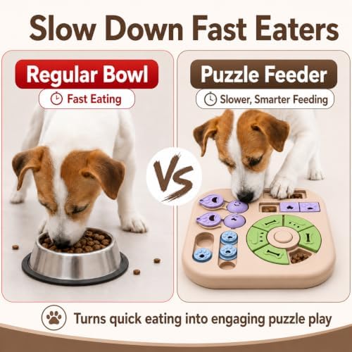 Dog Puzzle Toy, Interactive Treat Puzzle Feeder for Small and Medium Dogs