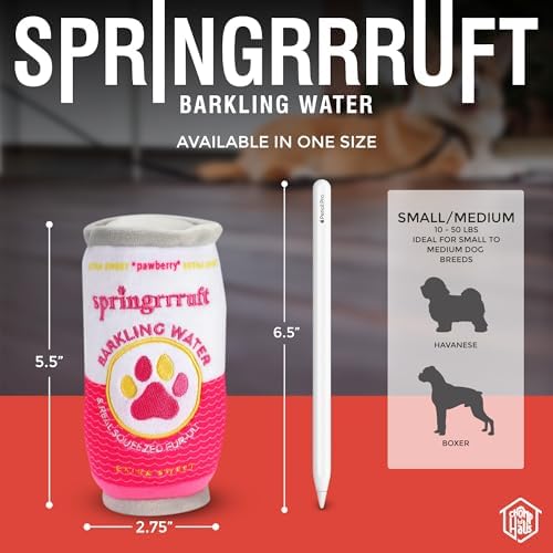 Springrrruft Barkling Water – Luxurious Parody Plush Dog Toy with Squeaker, Premium Fabric, Embroidered Details, Designer-Inspired Chew Toy, Fun Gift for Medium Dogs & Dog Lovers