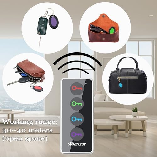 Key Finder Locator RF Wireless Remote Item Tracker with 4 Receivers | No App Required | 131FT Working Range | Ultra-Long Battery Life | 80dB | Built-in Flashlight