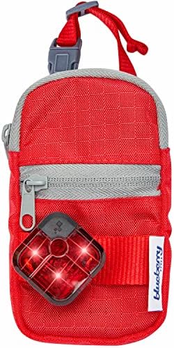 Blueberry Style Red Dog Waste Bag Dispenser, Dog Poop Bag Holder Leash Attachment, Includes 1 Roll of Free Poop Bags