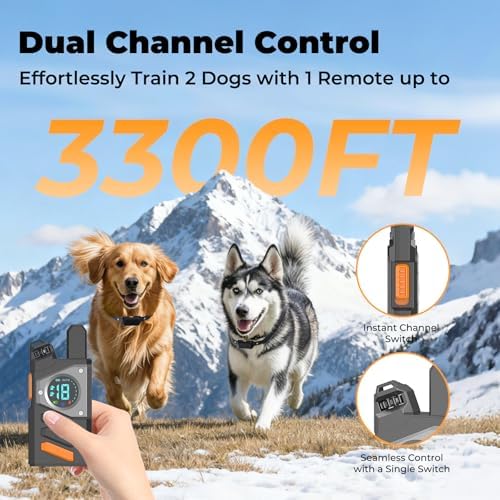 2-in-1 Dog Shock Collar with Remote Control and Automatic Bark Mode - Electric Training Smart Anti Barking Collars for Small Medium Large Dogs E-Collar (5-150Lbs) Waterproof