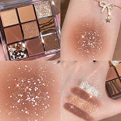 Kayswang 9 colors glitter eyeshadow palette makeup palette matte high pigment color cream texture natural eye shadow powder eye shadow palette in autumn and winter long lasting & waterproof (red)