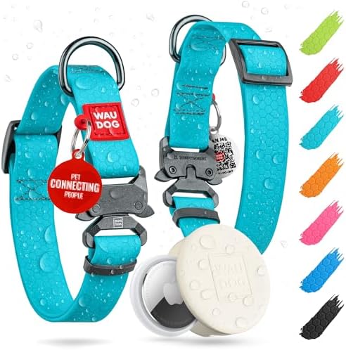 WAUDOG Waterproof Dog Collar Airtag Holder QR Tag Small Medium Large Dogs