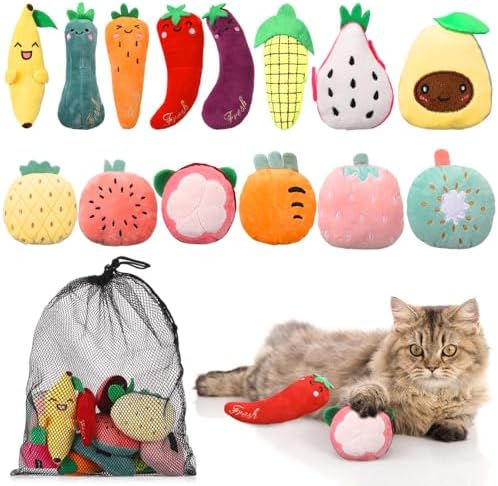 14 Pack Christmas Catnip Cat Toys, Fruit and Vegetable Shape