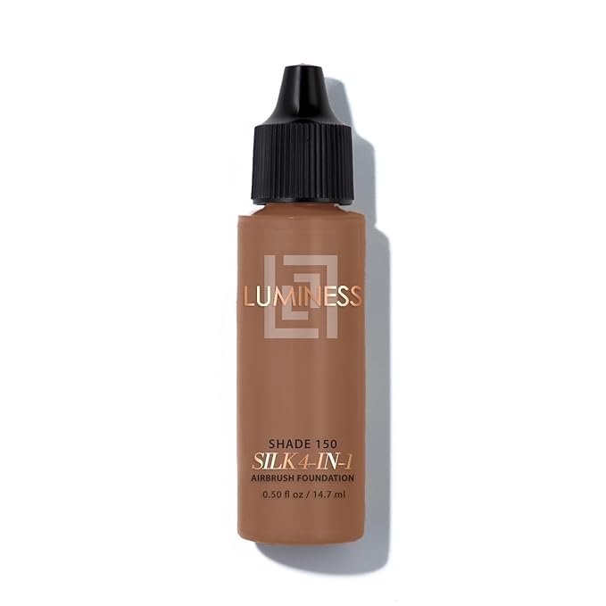 Luminess Air Silk 4-In-1 Airbrush Foundation- Foundation, Shade 150 (.5 Fl Oz) - Sheer to Medium Coverage-Anti-Aging Formula Hydrates and Moisturizes - Professional Makeup Kit for Cordless Air Brush