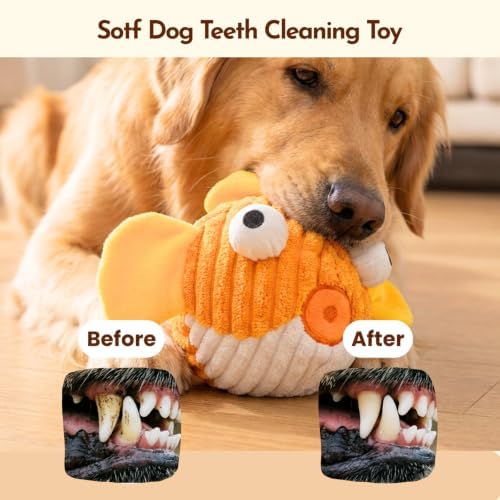 Dog Toys for Small Dogs, Squeak Plush Dog Toy with Crinkle Fins for Medium Breeds, Tough Stuffed Animal Puppy Chew Toys for Teething, Interactive Pet Supplies to Keep Them Busy
