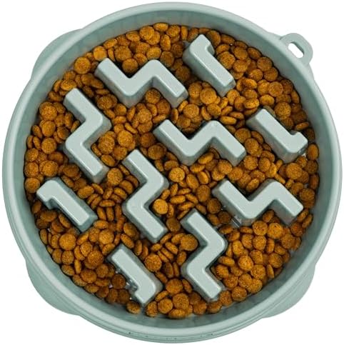 Outward Hound Fun Feeder Slo Bowl Dog Slow Feeder, Notch, Sage, 11.8"