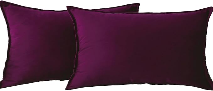 Velvet Purple Throw Pillow Covers 12”x20”Pack of 2 Soft Decorative | Square Cushion Covers for Couch Sofa Bed Livingroom Car Home Decor,30x50Cm