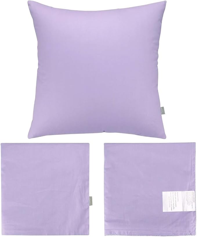 Thmyo 4-Pack 100% Cotton Comfortable Solid Decorative Throw Pillow Case Square Cushion Cover Pillowcase Sublimation Blank Pillow Covers DIY Throw Pillowcase for Sofa(18x18inch/45x45cm,Light Purple)