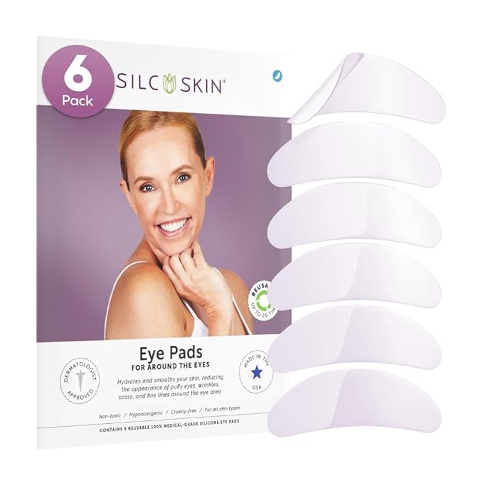 SilcSkin Silicone Eye Pads - Reusable Overnight Eye Patches, Medical-grade Silicone for Fine Lines, Crepey Skin, and Puffiness - 60 Day Supply