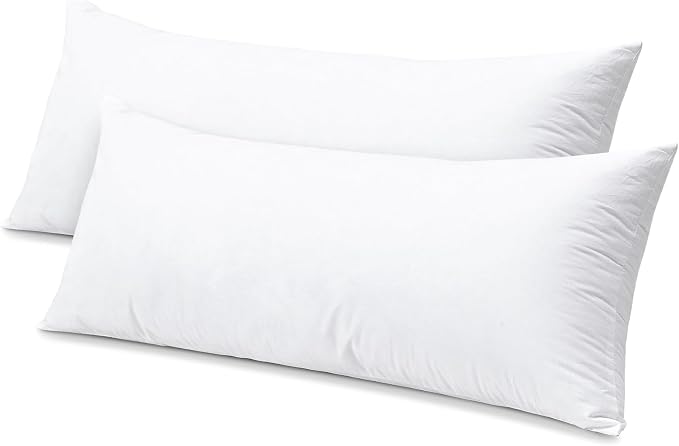 Artscope Synthetic Down Pillow Insert, 14x36 Throw Pillow Inserts Set of 2 | Down Alternative Ultra Soft Fluffy Sleeping Pillow, 100% Cotton Cover, Decorative Pillows-White