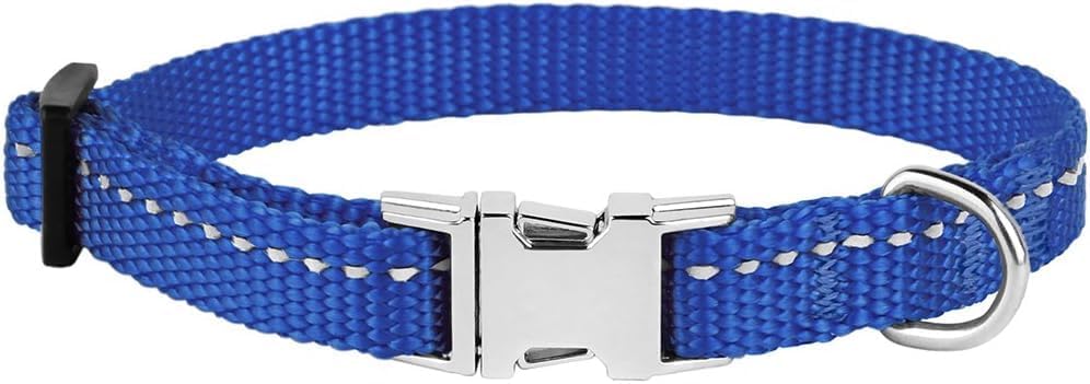 Reflective Dog Collar, Quick-Release Buckle (Blue, 7-11 Inch)