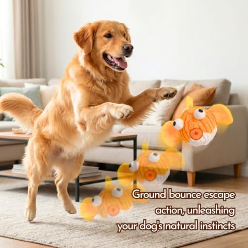 Dog Toys for Small Dogs, Squeak Plush Dog Toy with Crinkle Fins for Medium Breeds, Tough Stuffed Animal Puppy Chew Toys for Teething, Interactive Pet Supplies to Keep Them Busy