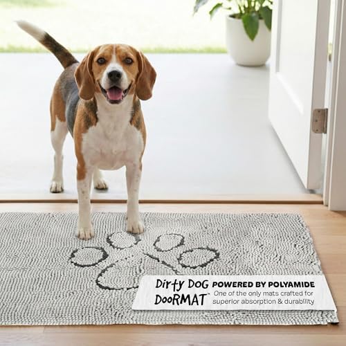 Dog Gone Smart Dirty Dog Doormat - Fast Drying Rug - Silver Grey, 31x20 in | Super Gripper Backing for Clean Floors - Absorbent Microfiber and Machine Washable Mat for Muddy Paws