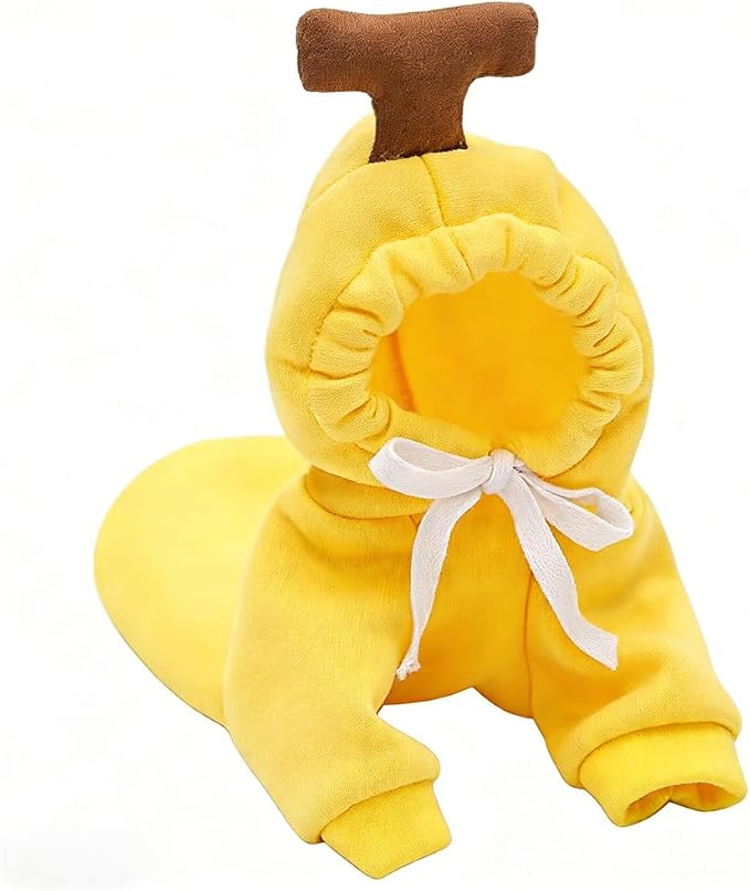 Dog Hoodie Warm Autumn Winter Pet Sweatshirt Yellow Banana Shape, M | Cute styling Pet Clothing Coat For 2-25 Lbs Small Medium Dog Cat French Bulldog Chihuahua Pug Boston Terrier Poodle Dachshund