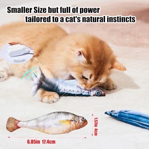 2 Packs Cat Toys Floppy Fish with Catnip, Realistic Moving Cat Fish Toy