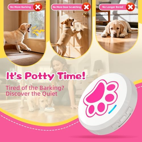 ChunHee Dog Door Bell for Potty Training, Adjustable Volume, 36 Ringtones | Touch-activated potty bell with 36 ringtones and 0-115dB volume; chew-proof design helps dogs signal without barking.