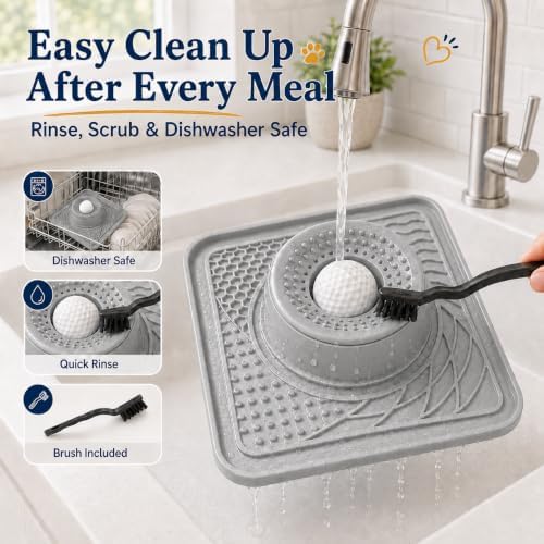 Slow Feeder Dog Bowls & Lick Mat Combo for Liquid and Thick Treat, Silicone