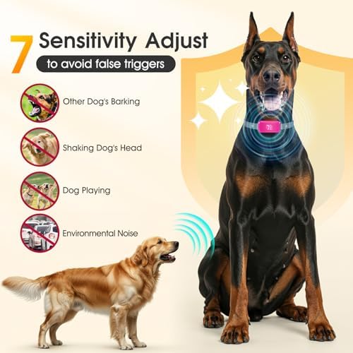 Dog Bark Collar for Large Medium Small Dogs, Effective No-Bark Collar, Smart Barking Collar, Rechargeable Bark Collar with 7 Sensitivity, 3 Modes, Waterproof, Ballet Pink