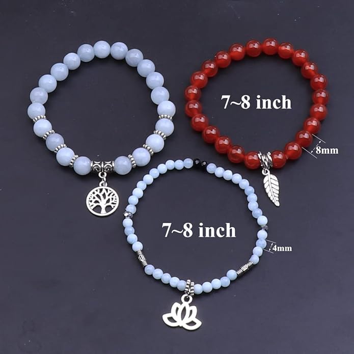 UEUC Tree of Life Yoga Healing Stone Bracelets,Multilayer Lotus Chakra Stone Reiki Bracelet Sets,Anxiety Crystal Natural Stone,for Women Stress Relief