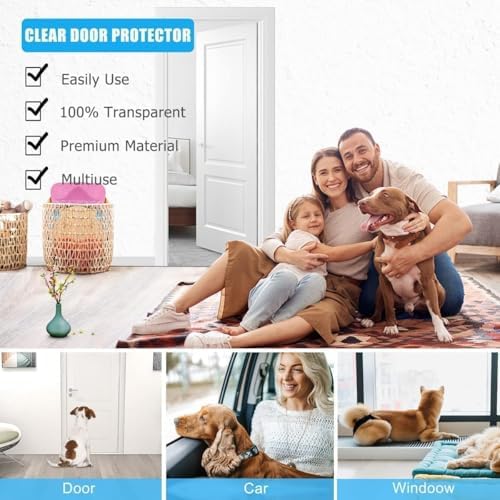 FTSTC Door Protector from Dog Scratching, [Thicken Vinyl] Heavy Duty Claw Guard Door Protector, Flexible Couch Corner Door Claw Shield for Cat, Anti-Scratch Guard for Furnitures(130in X 8.3in)