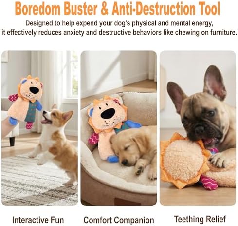 Squeaky Stuffed Dog Toy Small, No-Stuffing Crinkle Paper Dog Toy
