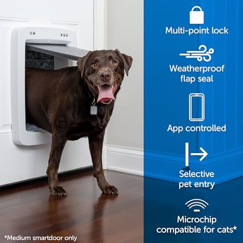 Bundle of PetSafe SmartDoor Connected Pet Door & Power Adaptor - Selective Entry and Exit for Dogs and Cats - App Enabled Pet Door, Smartphone Controlled, Custom Schedules, Multiple Pets - Large