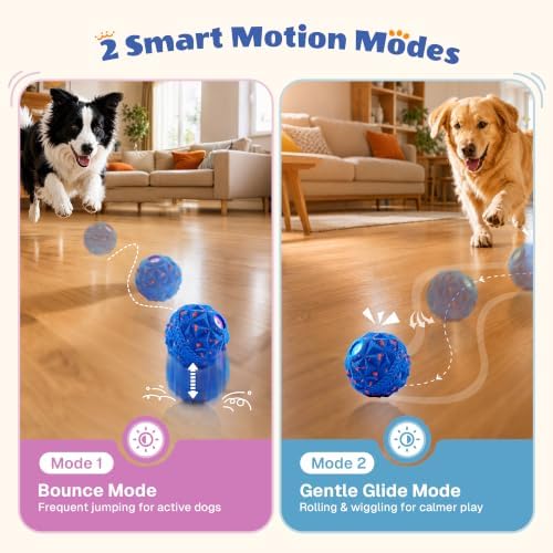 Interactive Dog Ball, Automatic Rolling and Bouncing Toys, Blue