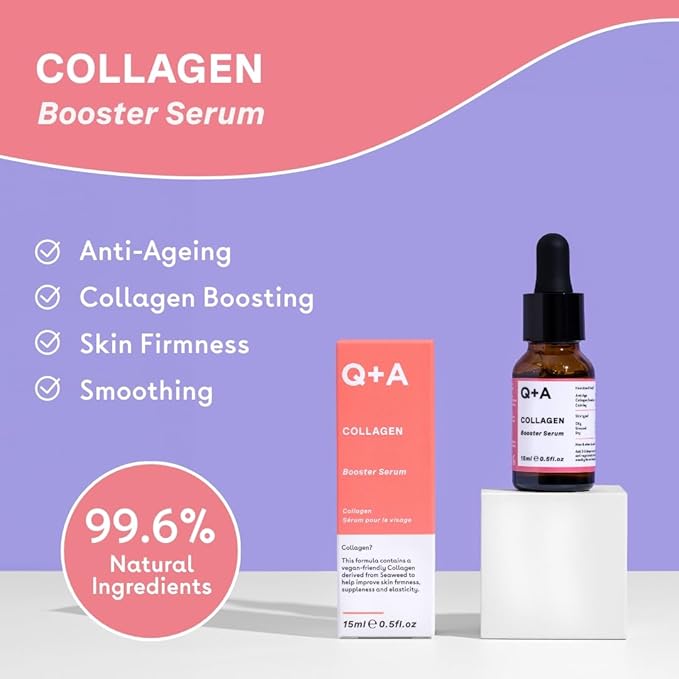 Q+A Collagen Booster Serum (15ml), Collagen Face Serum, Skincare with Algae Extracts, Smooths, Plumps & Hydrates, Vegan & Cruelty Free, For All Skin Types