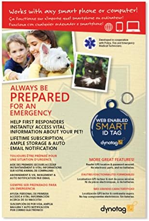 Dynotag® Web Enabled Super Pet ID Smart Tag with DynoIQ™ & Lifetime Recovery Service. Play Series: Round (Formal)