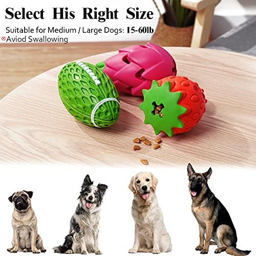 MewaJump Dog Chew Toys for Aggressive Chewers Rubber Squeaky Dog Toy 3 Pack