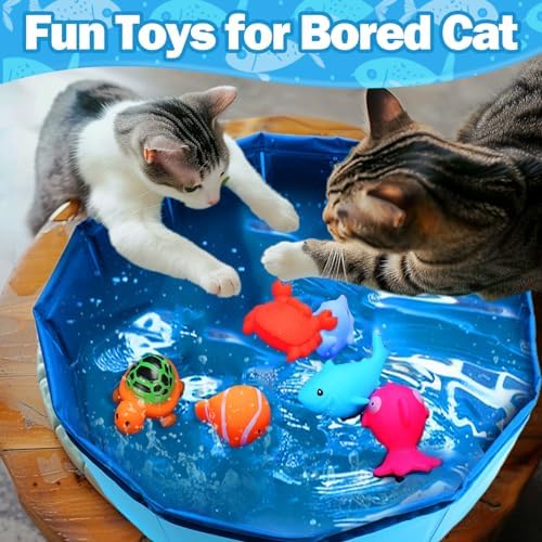 BABORUI Cat Pool Toy with Fish-Water Cat Toys, Portable Cat Pool Toy, Cat Water Toys for Bored Indoor Cats, Interactive Cat Toys for Indoor Cats for Endless Self Play
