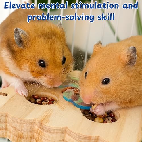 Treat Dispenser Rat Foraging Toy, Rat Enrichment Toys, Interactive Hide Treats Enrichment Toys for Rats Small Animals, Hanging Slow Feeder, Hamster Toy, Guinea Pig Accessories (M, Wood)