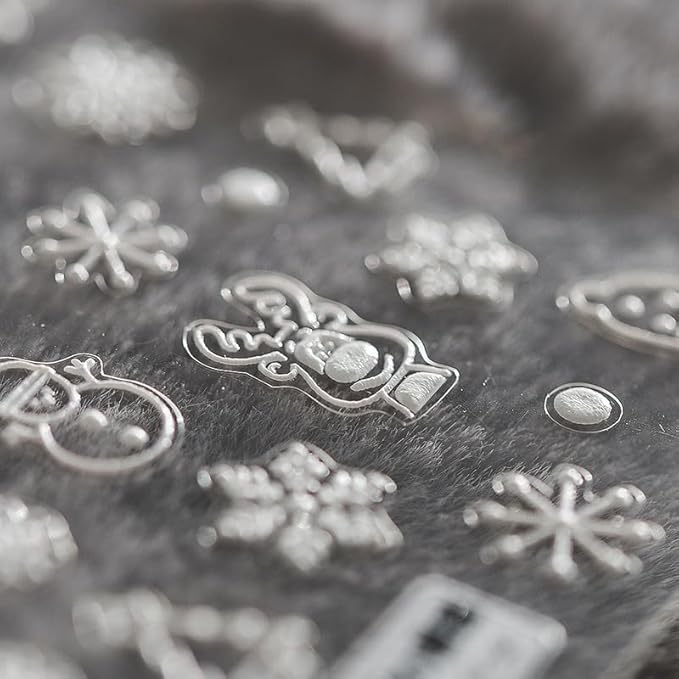 Christmas Nail Stickers for Nail Art, 5D Embossed Self-Adhesive Snowflake Nail Decals, Nail Supplies Nail Art Design Accessories for Women and Girls Manicure DIY Decoration