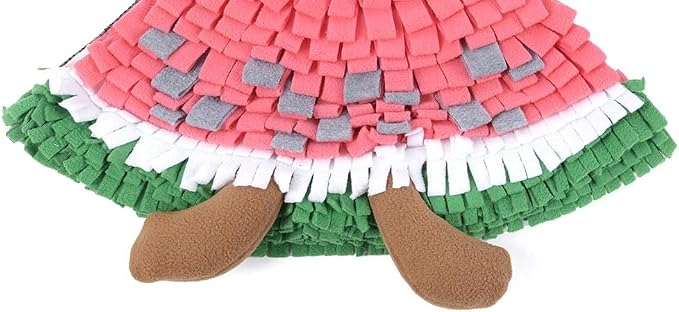Vedem Small Animal Snuffle Mat Fleece Foraging Mats Interactive Feeding Toy Rabbit Guinea Pig Rat Hamster Anti Slip Treat Dispenser (Watermelon)