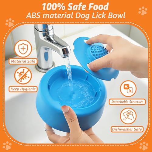 Dog Lick Bowl, Food‑Grade Licking Bowl for Bone Broth & Yogurt, Interactive Slow Eating Toy for Anxiety Relief Boredom, Anti Slip Base Slow Feeder Dog Lick Bowls Rolling Ball